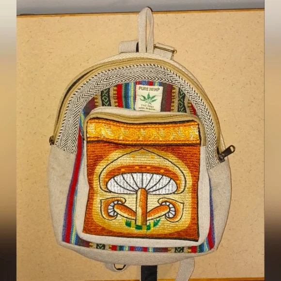 Bags | Hempcotton Blend Mushroom Backpack From Nepal Thc  display picture 3